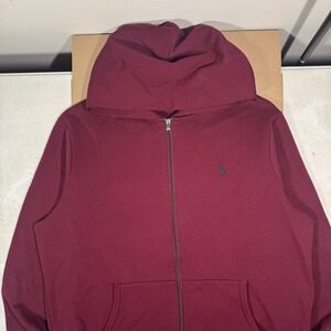 Polo Ralph Lauren Double Knit Full-Zip Hoodie Burgundy Men's Size XL Pony Logo